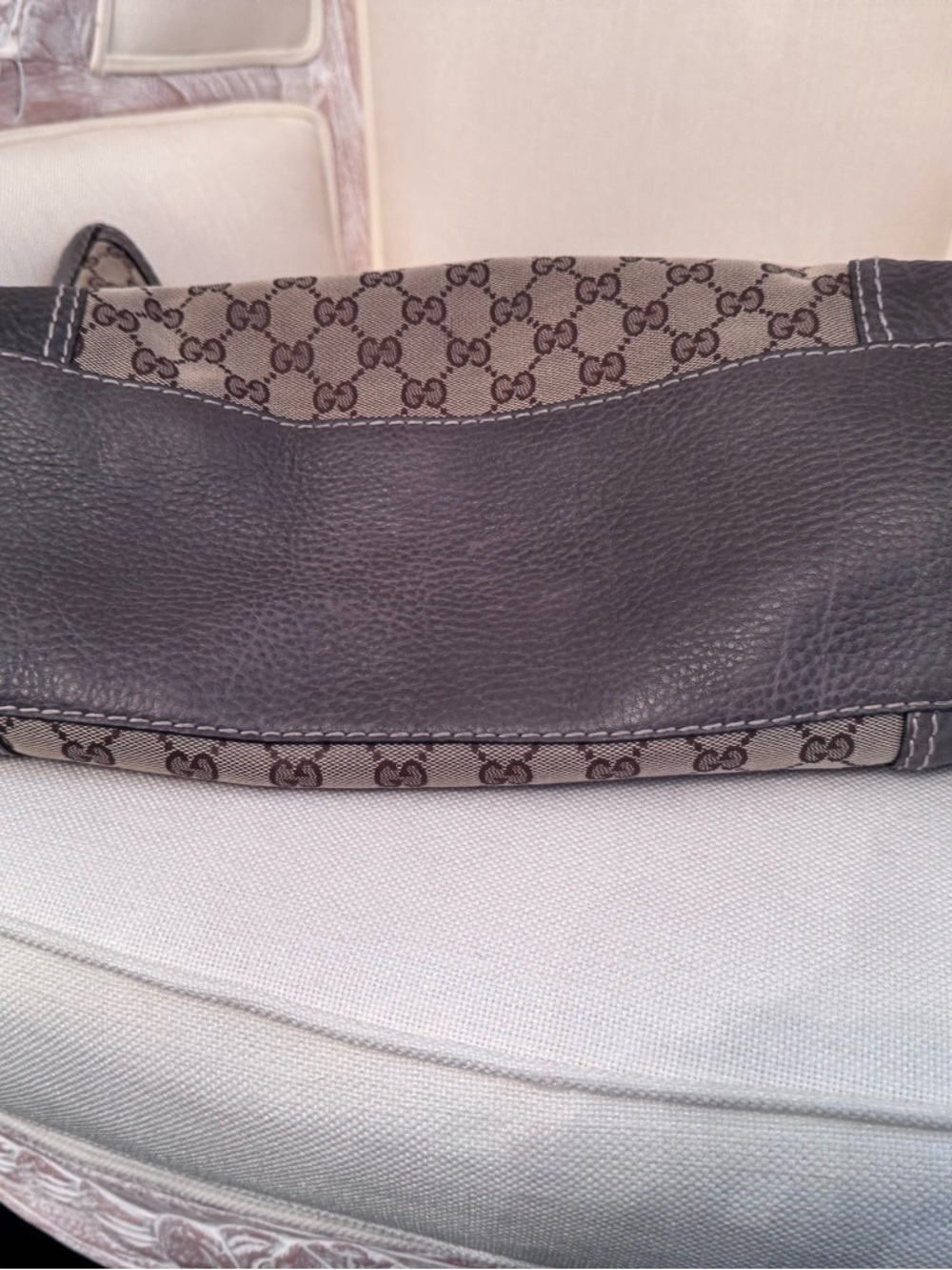 Gucci gray Sunset  Canvas Tote with Gray Leather Trim - Picture 4 of 7